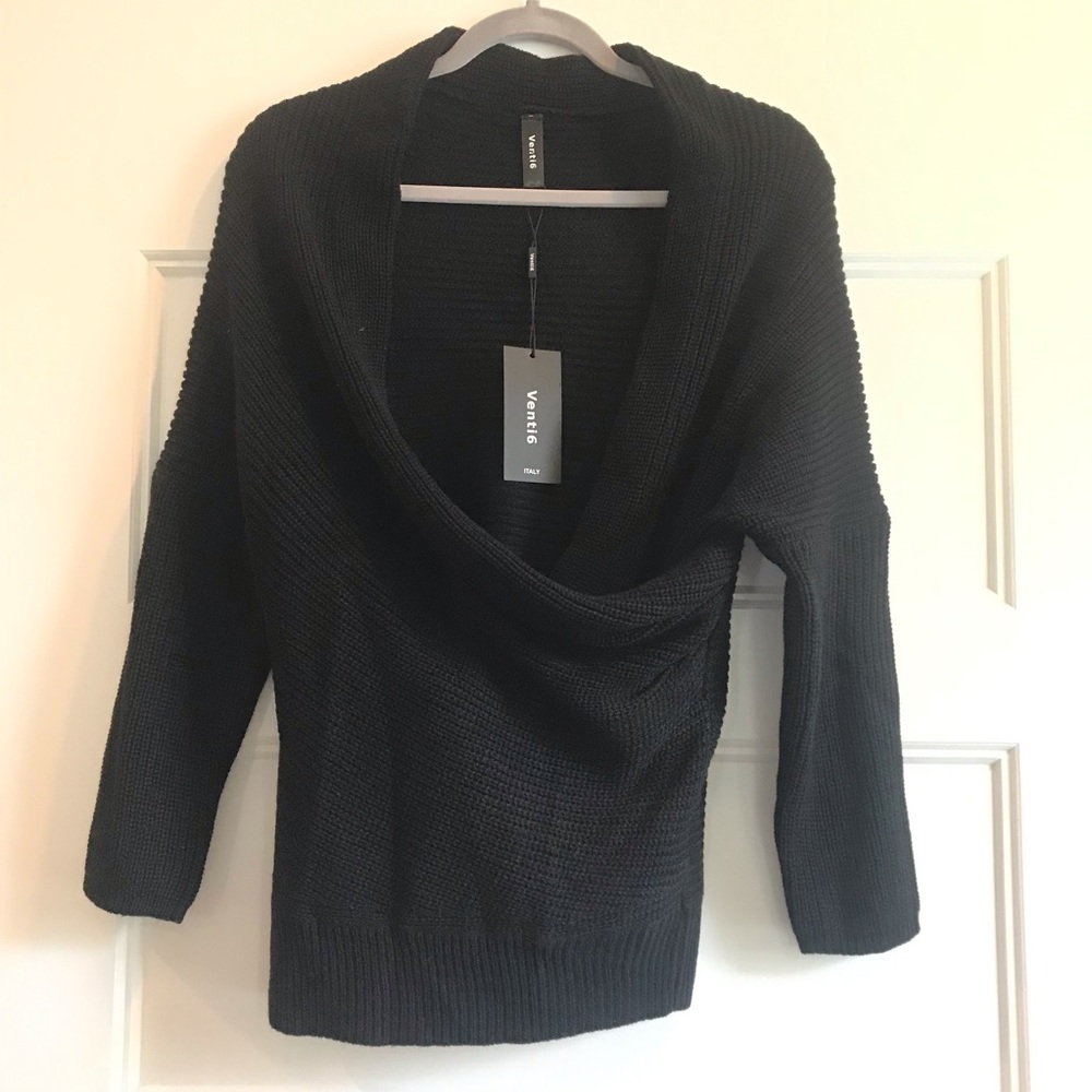 Vici Collection Black Faux Wrap Sweater L
